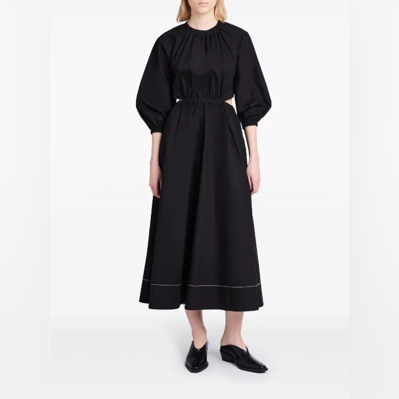 Nwt Proenza Schouler Nora White Label Puff Sleeve Open Back Midi Dress Size 10